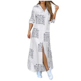 Autumn Long Dress Long Sleeve Shirt Dress Women Denim Long Dresses Pocket Button Shirt Print Dress Casual Loose Dresses 2021