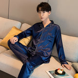 Solid Color Sleepwear Silk Satin Pajamas
