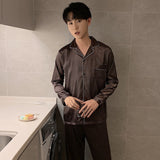 Solid Color Sleepwear Silk Satin Pajamas