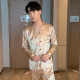 Solid Color Sleepwear Silk Satin Pajamas