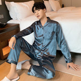 Solid Color Sleepwear Silk Satin Pajamas
