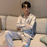 Solid Color Sleepwear Silk Satin Pajamas