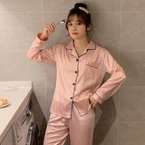 Solid Color Sleepwear Silk Satin Pajamas
