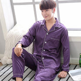 Solid Color Sleepwear Silk Satin Pajamas