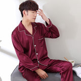 Solid Color Sleepwear Silk Satin Pajamas