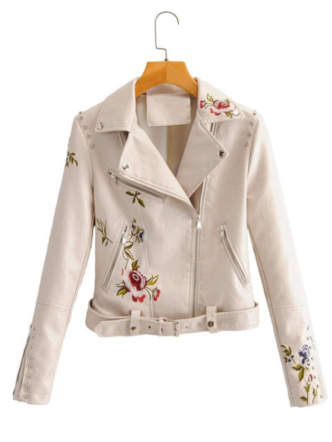 New Arrival Autumn Fashion Jacket Chic Rivets with Belt Biker Jackets