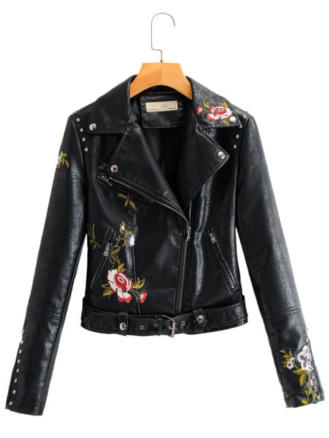 New Arrival Autumn Fashion Jacket Chic Rivets with Belt Biker Jackets