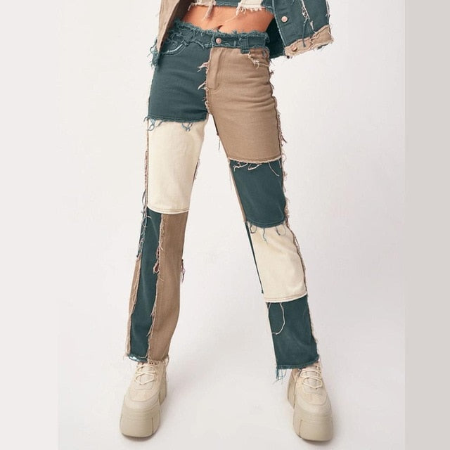 Cowboy Striped Patchwork Casual Hip Hop Pants