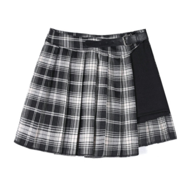 High Waist Patchwork Mini Skirt Fashion Streetwear