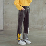 Teenage Children's Jeans Autumn Casual Jeans for Girls Pants Trousers School Straight-leg Pants Kids Jeans Age 10 12 13 14 Years