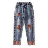 Teenage Children's Jeans Autumn Casual Jeans for Girls Pants Trousers School Straight-leg Pants Kids Jeans Age 10 12 13 14 Years