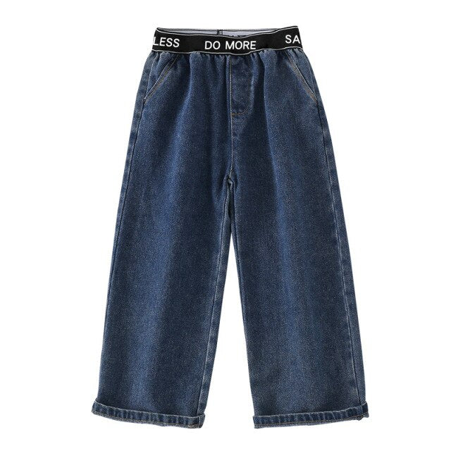 Teenage Children's Jeans Autumn Casual Jeans for Girls Pants Trousers School Straight-leg Pants Kids Jeans Age 10 12 13 14 Years