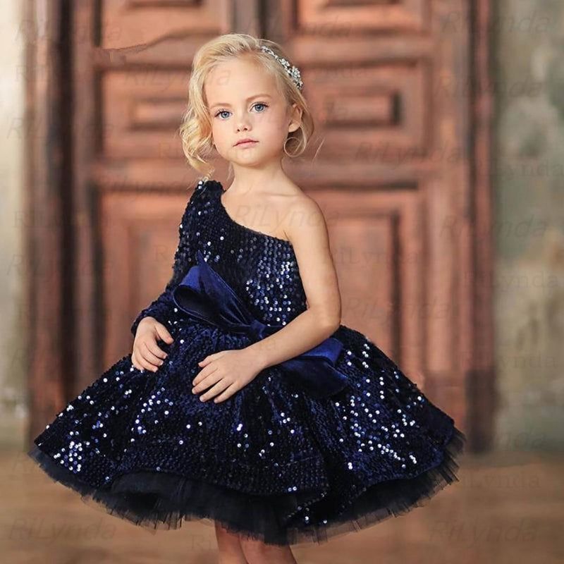 Royal Blue Kids Elegant Flower Girl Dress Princes