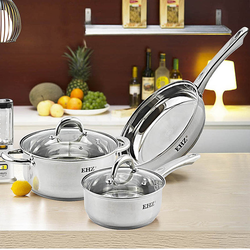 5pcs Cookware Set Stainless Steel Pots Fry Pan