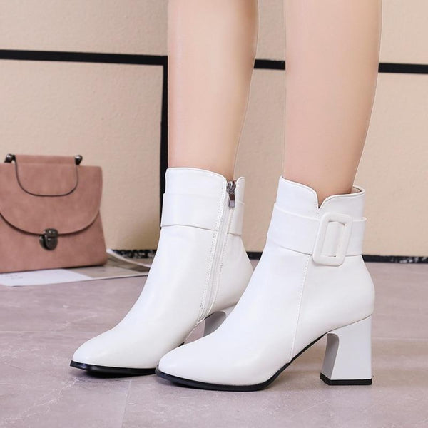 Thick High Heel Ankle Boots Women