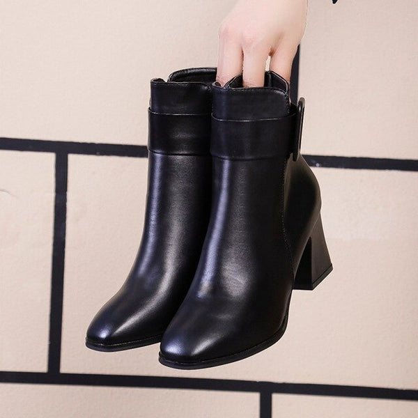 Thick High Heel Ankle Boots Women