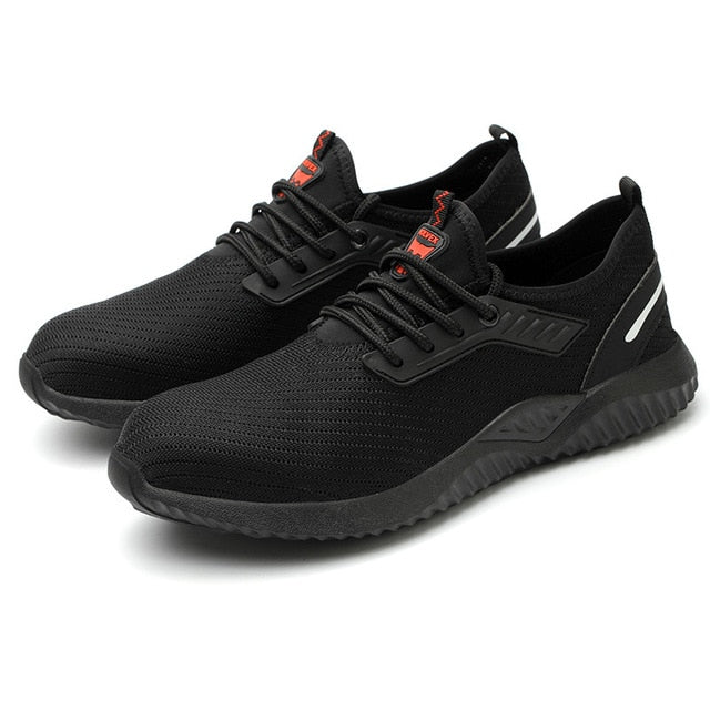 LIN KING Big Size Mens Work Boots Safety Steel Toe Shoes Anti Smashing Puncture Proof Working Sneakers Anti Slip Man Ankle Botas