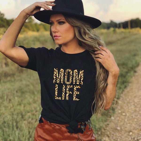 Mom Life Leopard Print T-shirts