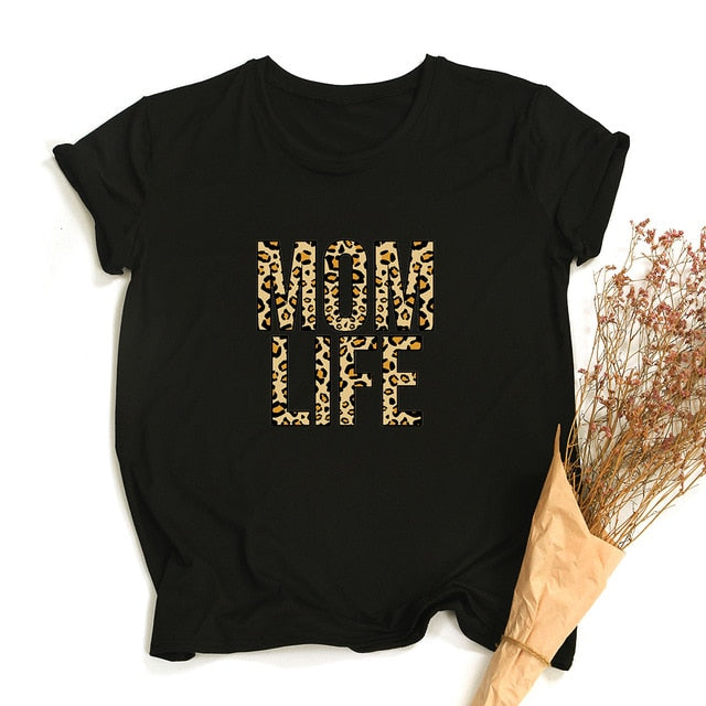Mom Life Leopard Print T-shirts