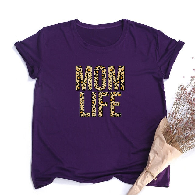Mom Life Leopard Print T-shirts