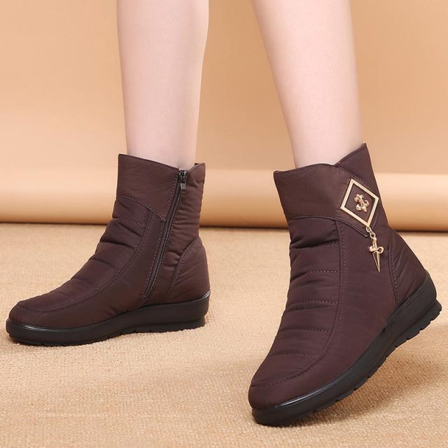Winter shoes women boots 2021 solid zipper snow boots women shoes warm plush wedges shoes woman ankle boots female botas mujer