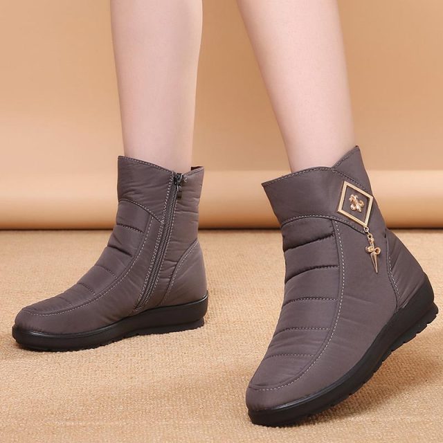 Winter shoes women boots 2021 solid zipper snow boots women shoes warm plush wedges shoes woman ankle boots female botas mujer