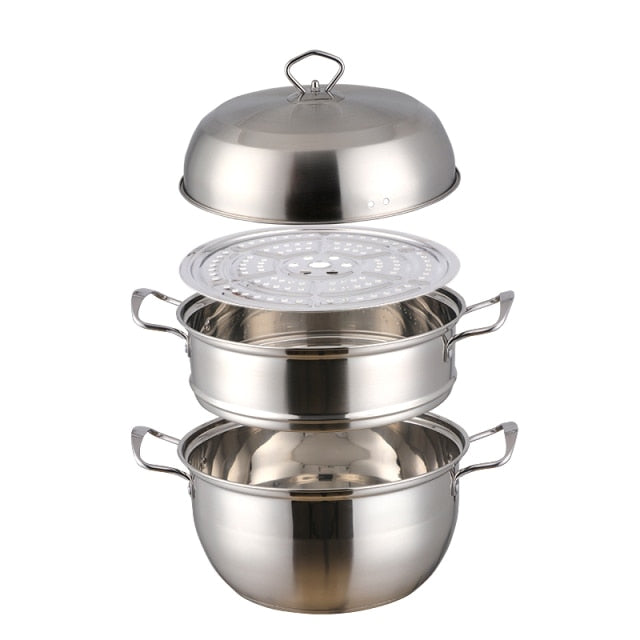 3 layers Stainless Steel Cookware Steamer Pot
