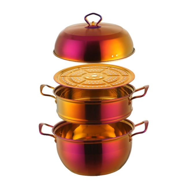 3 layers Stainless Steel Cookware Steamer Pot