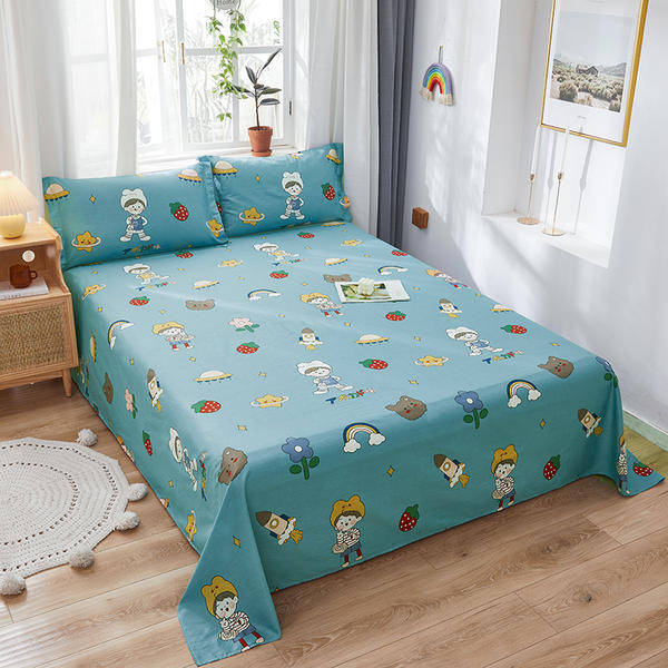 100%Cotton Bed Sheet Single Size Kids Bed Linen Pure Cotton
