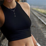 Knitted Round Neck Sleeveless Stretch Tank Top