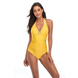 Yellow Sexy Closed Plus Bathing Suit For Pool