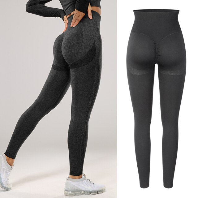 High Waisted Seamless Stretchy Long Scrunch Bums Leggins