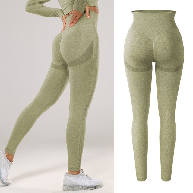High Waisted Seamless Stretchy Long Scrunch Bums Leggins