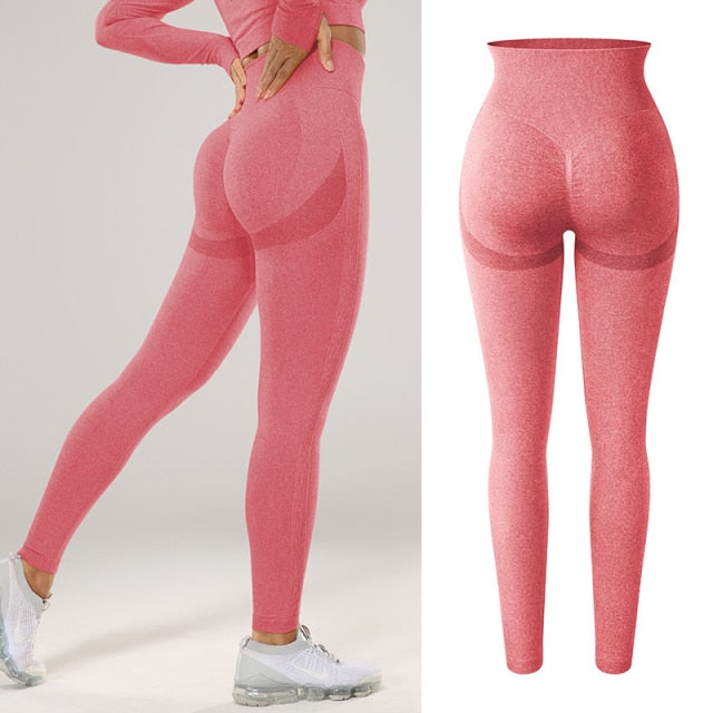 High Waisted Seamless Stretchy Long Scrunch Bums Leggins