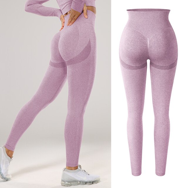 High Waisted Seamless Stretchy Long Scrunch Bums Leggins