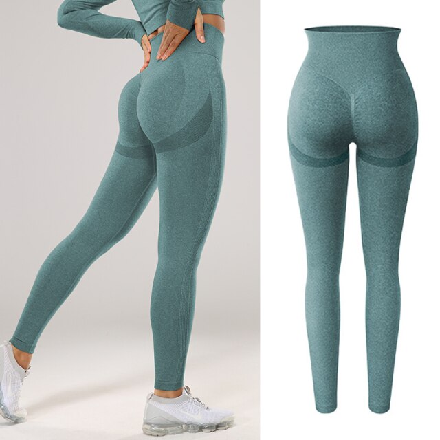 High Waisted Seamless Stretchy Long Scrunch Bums Leggins