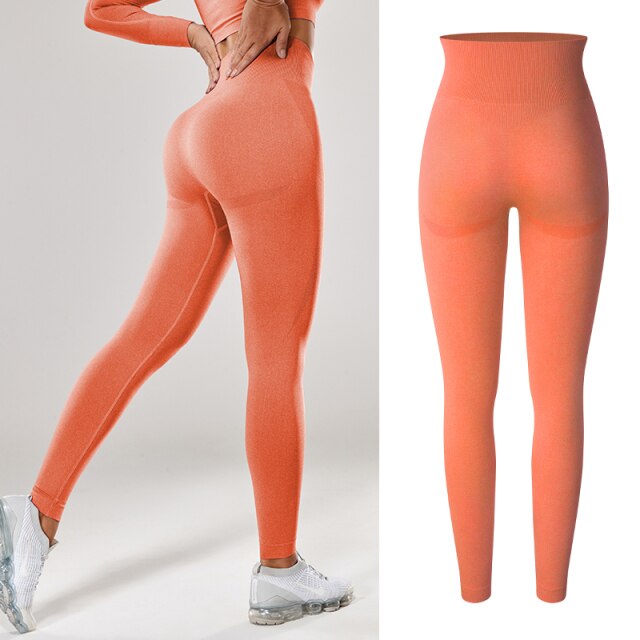 High Waisted Seamless Stretchy Long Scrunch Bums Leggins