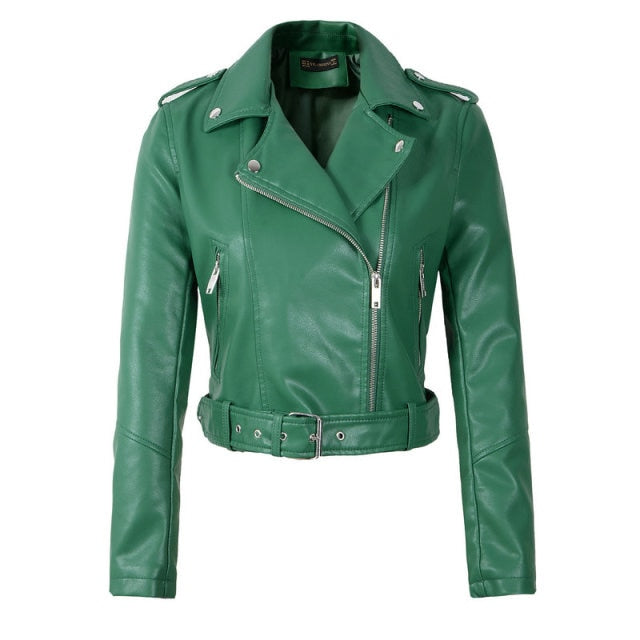 2021 New Women Autumn Winter Faux Soft Leather Jackets