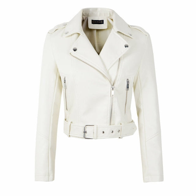 2021 New Women Autumn Winter Faux Soft Leather Jackets
