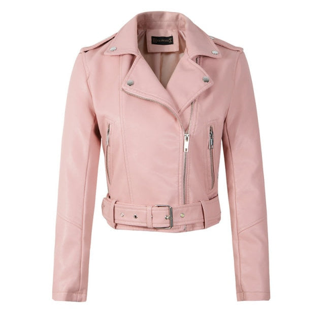 2021 New Women Autumn Winter Faux Soft Leather Jackets