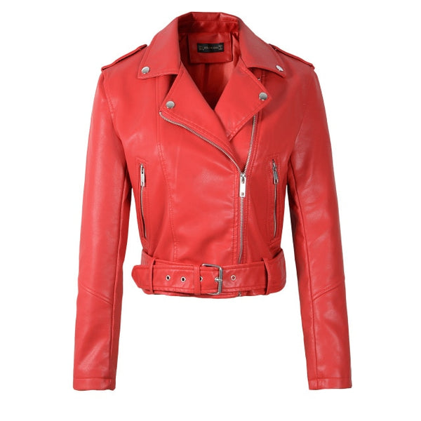 2021 New Women Autumn Winter Faux Soft Leather Jackets