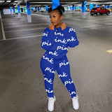 Tracksuits Suits Women Pink Letter Print Sport