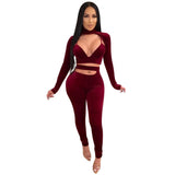 Solid Velvet Tracksuit Women Outfits