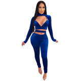 Solid Velvet Tracksuit Women Outfits