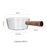 400ml/600ml Glass Pot With Wooden Handle Cooking Pot