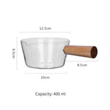 400ml/600ml Glass Pot With Wooden Handle Cooking Pot
