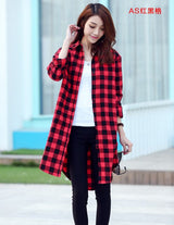 Long Plaid Flannel Shirt Button Shirt
