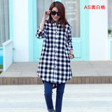Long Plaid Flannel Shirt Button Shirt