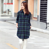 Long Plaid Flannel Shirt Button Shirt