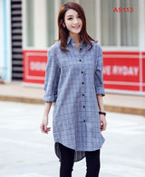 Long Plaid Flannel Shirt Button Shirt